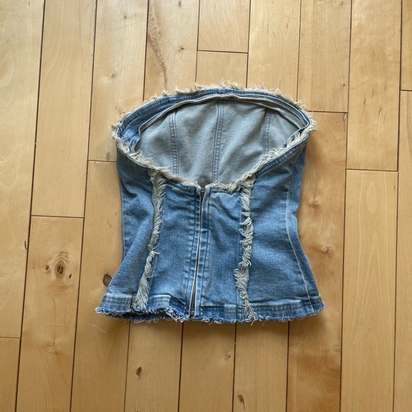 Crazy Denim Corset Style Tube Top by TheOpen Product - Picture 3 of 4